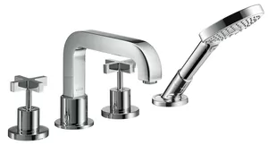 Смеситель Axor 39445 на борт ванны, 4 отверстия, двухзахватный (крестовый), ручной душ