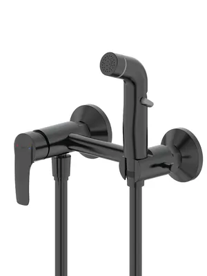 Смеситель Iddis настенный,с гигиеническим душем,однозахватный,черный матовый BL00i08