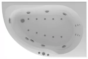 Ванна акриловая Акватек правая 150х100 гидромассаж плоская гамма хром,пн управл,фр.пан.,карк