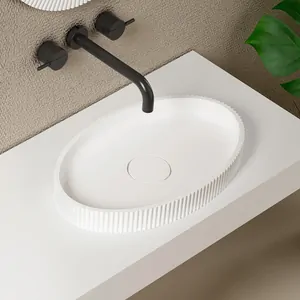 Раковина накладная ABBER 500x320x60 овальная, искусс.кам., белая AS2603