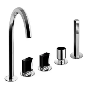 Смеситель Fantini на борт ванны пятисекционный, вылет 17,5см, хром 2902N465S