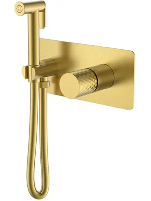 Смеситель Boheme 127-MG встраиваемый, с гиг душем, однозахв, ручка:diamond, золото мат