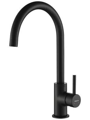 Смеситель для кухни Aquatek AQ1382MB однозахватный, поворотный излив 246мм, черный матовый