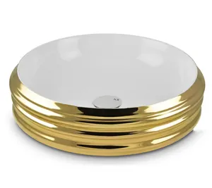 Раковина накладная AeT Italia L608T0R0V0250 495х495х120 без отверстий, цвет: золото/белый