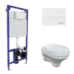 BERGES комплект инсталляции с клавишей смыва L1 белая, унитаз ALBIT S 4в1 042436