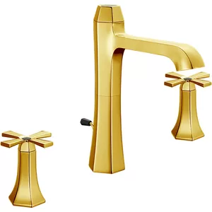 Смеситель для раковины CISAL на 3 отверстия, донный клапан,золото+черный матовый CX0010607C