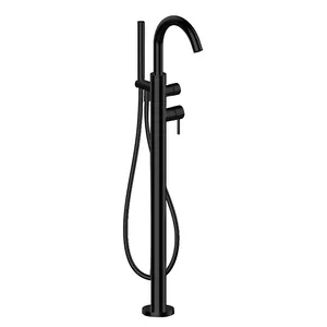 Смеситель для ванны Fantini 5013E880B напольный, однозахв., с душ. комплектом, черный мат