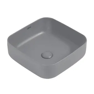 Раковина накладная ABBER 385х385х135 без отв. под смеситель, серый матовый AC2211MG