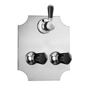 Смеситель для душа встаиваемый Devon&Devon DDMRBL348CR внешняя часть, на 2 выхода, цвет хром/черный