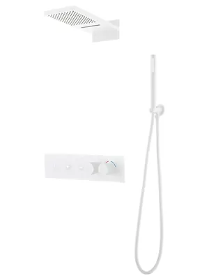 Душевая система Boheme 131-2-MW встраиваемая, термостат, верхний/ручной душ, излив, белая мат