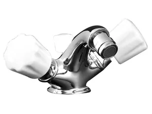 Смеситель для биде Devon&Devon DDMR320CR донный клапан. цвет хром, ручки белая керамика