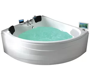 Гидромассажная угловая ванна Gemy G9041 O (1500х1500х740) аэромассаж, хромотерапия, TV 8"