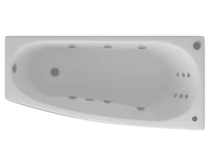 Ванна акриловая Акватек правая 160х75 гидромассаж плоская гамма хром, пн.упр., панель,каркас