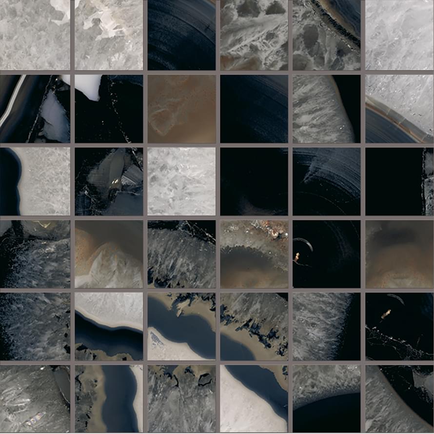 мозаика Tele Di Marmo Precious Mosaico 5x5 Agate Black Lappato 30x30