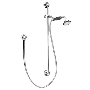 Душевой набор Devon&Devon UTCI518CRNE штанга, лейка, шланг и выпуск, цвет хром, ручка черная