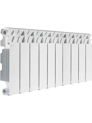 Радиатор биметаллический Fondital Plus 350/100, 10 секций, 1410Ватт, белый