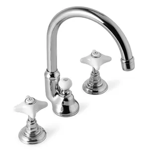 Смеситель для раковины Devon&Devon UTWR700ACR на 3 отверстия, высокий излив, хром/белый