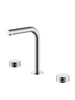 Смеситель Boheme 152-CR для раковины, на 3 отверстия, двухзахватный, ручки diamond, хром