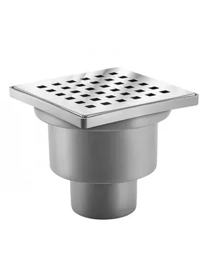 Трап душевой BERGES 100х100, хром глянец, вертикальный выпуск слив D50, 091003