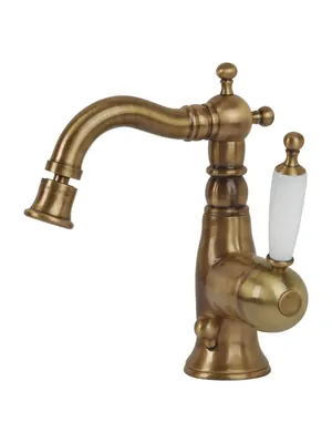 Смеситель для биде Migliore однозахв., ручка белая, бронза 19082 (ML.OXF-6323.BI.BR)