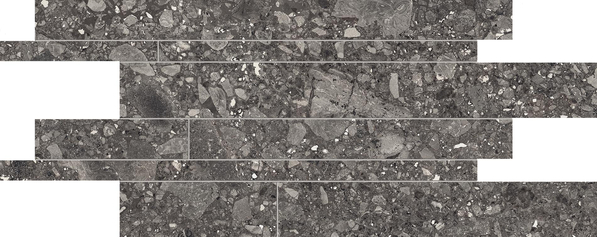 мозаика Lombarda Listelli Sfalsati Nero Naturale 30x60