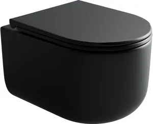 Унитаз подвесной Ceramicanova 360х490х380 безободковый, с сиденьем, черный мат. CN4006MB