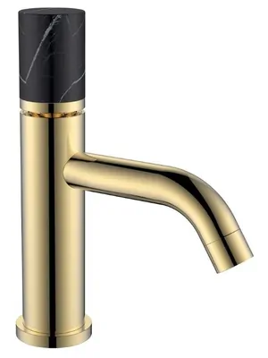 Смеситель Boheme 121-G-MR-B для раковины,на 1 отверстие,однозахв,ручка diamond,золото+мрамор