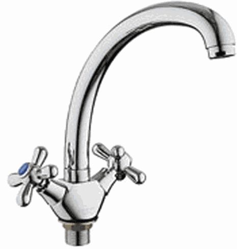 Смеситель Ledeme Н18 для кухни, двухзахватный, поворотный излив, хром L4218-2