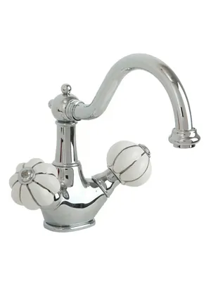 Смеситель для раковины Migliore с д/клапаном, бел. с декором платина/хром ML.OLV-5834.BP.CR