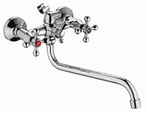 Смеситель Ledeme Н08 настенный, для ванны и душа, с душевой лейкой, хром L2208