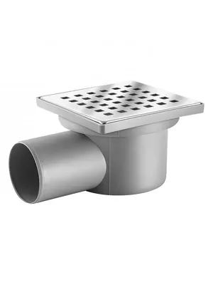 Трап душевой BERGES 100х100, хром глянец, боковой выпуск слив D50, 091001