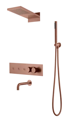 Душевая система Boheme Fusion 131-2-CB встраиваемая, термостат, верхний/ручной душ,излив, медь браш
