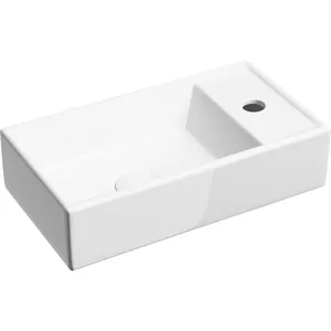 Раковина подвесная Ceramicanova 407х217х100 чаша слева, отв. под смеситель, белый CN6051L