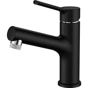 Смеситель Ledeme для раковины, с выдвижной лейкой, однозахватный, черный матовый L1055B-25