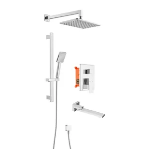 Душевая система Swedbe встр. смеситель, верхний душ квадрат, лейка, поворот. излив хром 5545