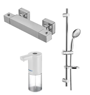 Смеситель для душа Swedbe 9052 термостат+Душ.комплект Calypso 5081 3реж.+Сенсор.дозатор 0102