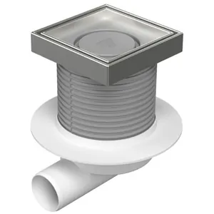 Душевой трап Paini с решеткой под плитку, 125х125 мм, хром гл., горизонт. выпуск D50, Нептун, C425XL