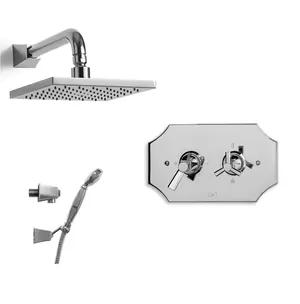 Встраиваемая душевая система Devon&Devon COMPOSITION F смеситель термостат, верхний и ручной душ с внутренней частью, цвет: хром