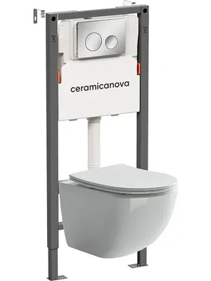 Комплект Подвесной унитаз FORMA Rimless+Система инсталляции , кнопка Circle, хром глянцевый CN3009_121001CH