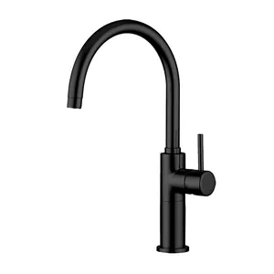 Смеситель для раковины Giulini однозахватный, высокий поворотный излив, черный мат F6582/SCNO