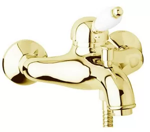 Смеситель CEZARES VM-03/24-Bi для ванны/душа, однорычажный, золото 24кар/ручка белая