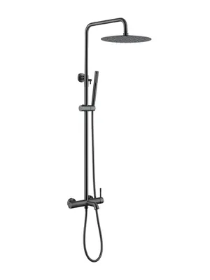 Душевая система Boheme 468-GM настенная, однозахватная, верхний/ручной душ, графит