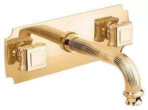 Смеситель CEZARES -BLS2-03/24-O для умывальника, встраиваемый, дон. клапан,золото/ручки металл