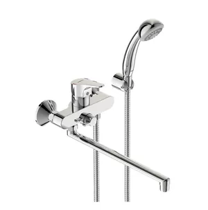 Смеситель VIDIMA настенный для ванны/душа, длинный излив, с душевым гарнитуром BA372AA