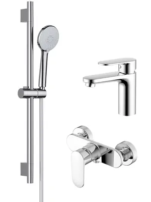 Сет Aquatek 3в1 Cмеситель д/раковины AQ1810CR+Смеситель д/ванны AQ1860CR+Душ. гарнитур AQ2017CR (Арт: AQ1831CR)