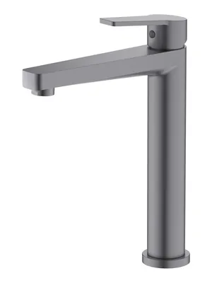 Смеситель для раковины Aquatek AQ1704BGM однозахватный, высокий излив 217мм, сталь оружейная