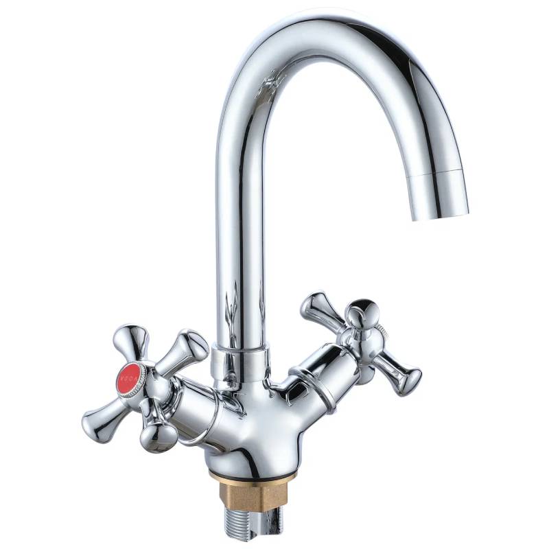 Смеситель для раковины Esko двухзахватный,на 1 отв.,поворотный излив,без дон/кл,хром LGN26L