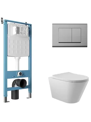 Инсталляция Aqueduto TECNICA NOVO + унитаз с сиденьем + клавиша смыва QUADRADO AQDS101