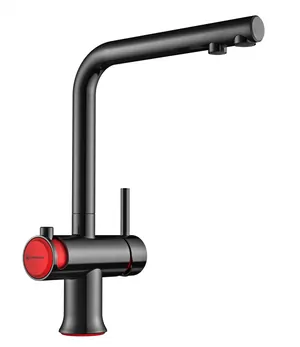 Смеситель для мойки Omoikiri -R сталь/красные вставки,с краном для питьевой воды 4994026