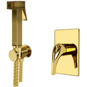Смеситель встраиваемый WasserKRAFT A71097 с гигиеническим душем (комплект), глянцевое золото